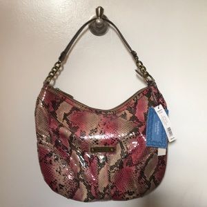Simply Vera Wang coral Python hand bag